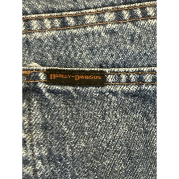 HARLEY DAVIDSON MEN'S STRAIGHT LEG RIDER JEANS 38x32 2009 Black and Orange label - Picture 6 of 7